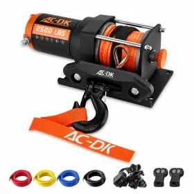 A-2500-OR AC-DK Electric Winch Synthetic Rope Towing Atv Utv