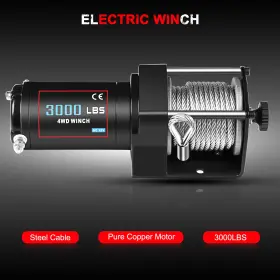 ADP11657203S AUTODAYPLUS Atv Utv Winch Steel Cable Electric