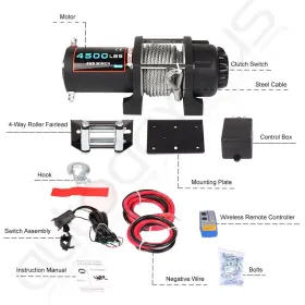 ADP11657902S AUTODAYPLUS Electric Utv Atv Winch Steel Rope #3