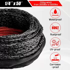 768484482827 AUTODUNK Synthetic Winch Rope Cable Line Kit #3