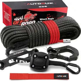 Autodunk 768484483206 Synthetic Winch Rope 1/4 Inch X 50ft 10 000lbs With Fairlead Hook And Stopper