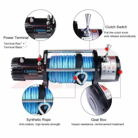 AP11657811Y AUTOPUPPY Electric Recovery Winch Towing Atv Rope #2