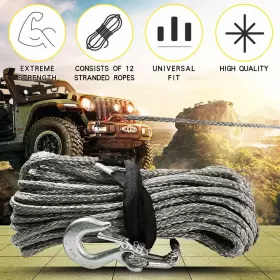 05SWR-38GY-01 EVARGC Synthetic Winch Rope Recovery Cable Line #2