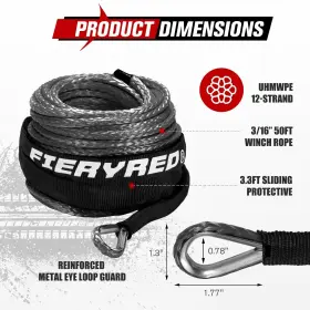 WR-BG-9-UFA FIERYRED Winch Rope Cable Atv Utv Synthetic Rop #2