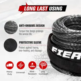 WR-BG-9-UFA FIERYRED Winch Rope Cable Atv Utv Synthetic Rop #3