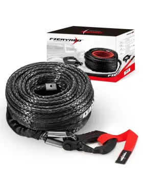 WR2-BLK-100-UFA FIERYRED Synthetic Winch Rope Cable Line Rep