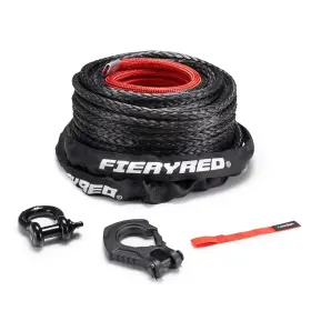 WR3-BLK-100-UFA FIERYRED Synthetic Winch Rope Ibs Line Cable