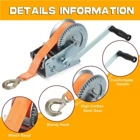 940981335361 FRPERCE Winch Dual Gear Manual Crank Polyeste #2
