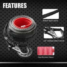 3-8-GY-RP HEDGFOX Feet Synthetic Winch Rope Extension Veh #2