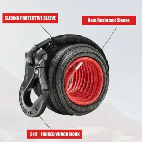 3-8-GY-RP HEDGFOX Feet Synthetic Winch Rope Extension Veh #3