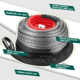 3-8GY002 HEDGFOX Feet Synthetic Winch Rope Line Cable #2
