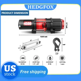 792671652410 HEGFOX Synthetic Rope Winch Wireless Remote Atv