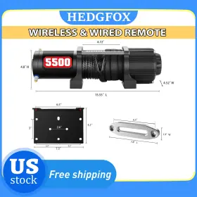 792671652427 HEGFOX Atv Utv Waterproof Synthetic Rope Winch