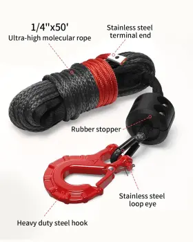 US-K014 KOLVOII Synthetic Winch Rope Cable Steel Kit #3