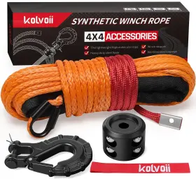 US-K052 KOLVOII Synthetic Winch Rope Cable Steel Kit
