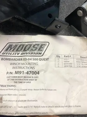 M91-47004 MOOSE Winch Mount