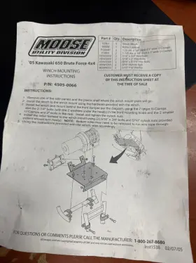 4505-0066 MOOSE RACING Winch Mount 650 Kawasaki Bruteforce #3