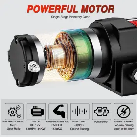 3500LB NILIGHT Atv Electric Winch Synthetic Rope Wireless #3