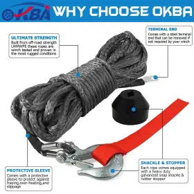 791727419007 OKBA Synthetic Winch Rope Cable Line Kit #3