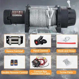 ROPE-15000 PULI Electric Winch Steel Towing Atv Utv Road #2