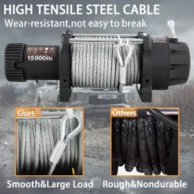 ROPE-15000 PULI Electric Winch Steel Towing Atv Utv Road #3