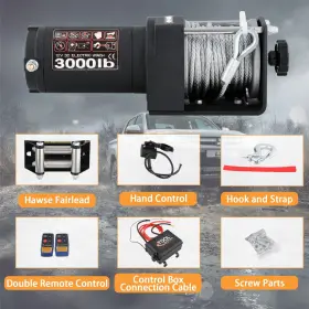 ROPE-3000 PULI Electric Winch Steel Towing Atv Utv Road #3