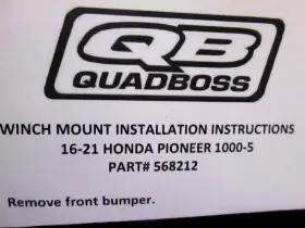 568212 QUADBOSS Winch Mount 1000 Honda Pioneer #2