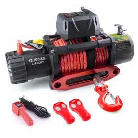 13500LB ROCK-HULK Waterproof Synthetic Rope Winch Electric