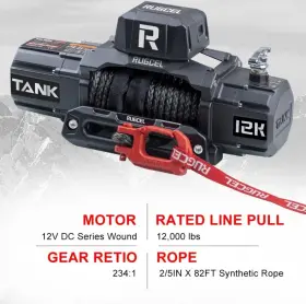 TANK-13500 RUGCEL WINCH Waterproof Electric Synthetic Rope #2