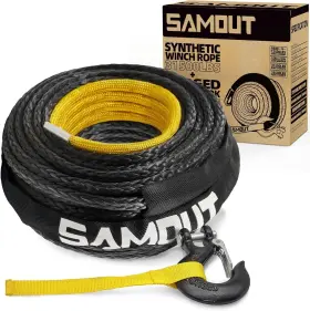 SMSWR120-28Y SAMOUT Synthetic Winch Rope Cable Hook Kit