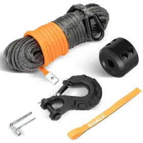 Shall 760518684269 Winch Rope Kit 1/4ftft X 50ft With 10000 Lbs Strength Recovery Cable Atv Utv