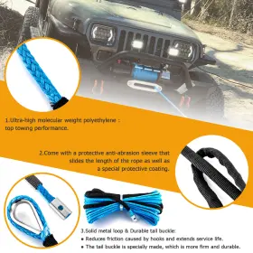 8031000904 SI Synthetic Winch Line Cable Rope Sleeve Up Jeep #3