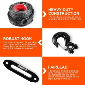 11021032YA-FBA SPARKWHIZ Synthetic Winch Rope Line Cable Kit #3