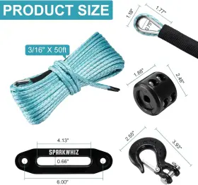 11021046 SPARKWHIZ Synthetic Winch Line Cable Rope Sleeve Atv #3
