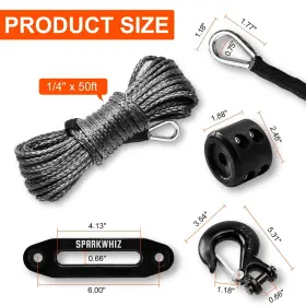 703269394063 SPARKWHIZ Synthetic Winch Rope Line Cable Kit #2