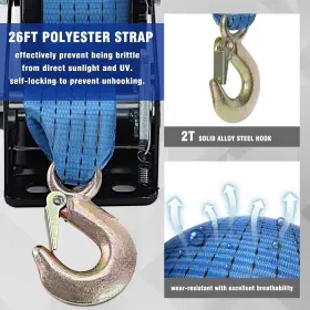720721666070 SPARKWHIZ Boat Trailer Winch Hook Strap #3