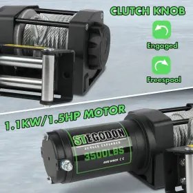 788505845684 STEGODON Winch Electric Atv Utv Boat Wired 3500 #3