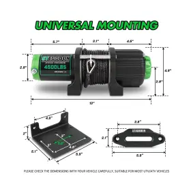 USAM-STEW004S STEGODON Winch Waterproof Electric Atv Utv Rope #2