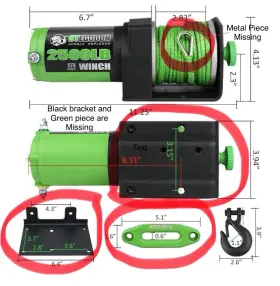 Stegodon Usam-stew029 Atv Winch 2500lb Synthetic Rope Missing Bracket And Line Guide Parts Only