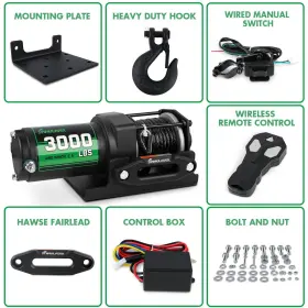 3000LB-SRN STIMULATER Atv Winch Synthetic Rope Electric #2