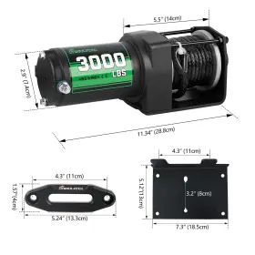 3000LB-SRN STIMULATER Atv Winch Synthetic Rope Electric #3