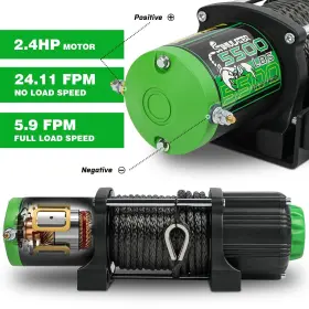 5500LB-FBA STIMULATER Atv Utv Winch Electric Synthetic Rope #3
