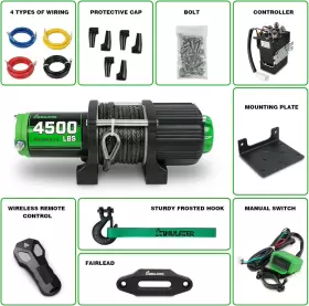 689827590262 STIMULATER Atv Utv Winch Electric Synthetic #2