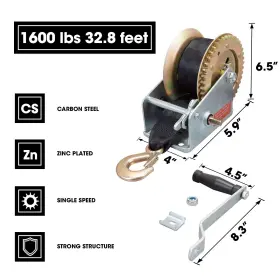 615268116112 TORIN Manual Crank Winch #2