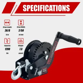 798789717829 TYT Boat Trailer Strap Winch Rope Standard Hole #2