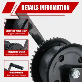798789717829 TYT Boat Trailer Strap Winch Rope Standard Hole #3