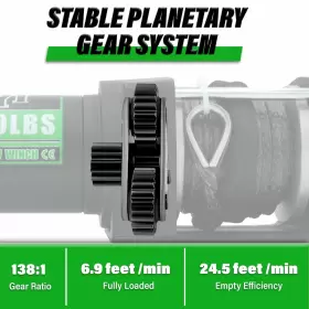 PP3PL170003 TYT Atv Winch Electric Synthetic Rope 3000 #3