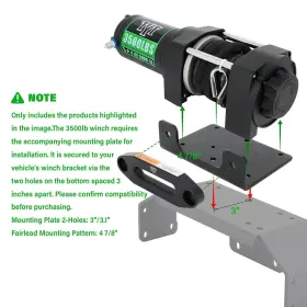 PP3PL170004 TYT Atv Winch Electric Synthetic Rope 3500 #2