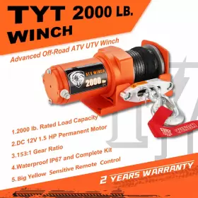 TOF2000-GR TYT Electric Winch Synthetic Rope Atv Towing Road #2