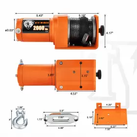 TOF2000-GR TYT Electric Winch Synthetic Rope Atv Towing Road #3